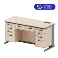 100402 HPL H Стіл демонстраційний з розетками та шухлядами та пластиковою стільницею HPL